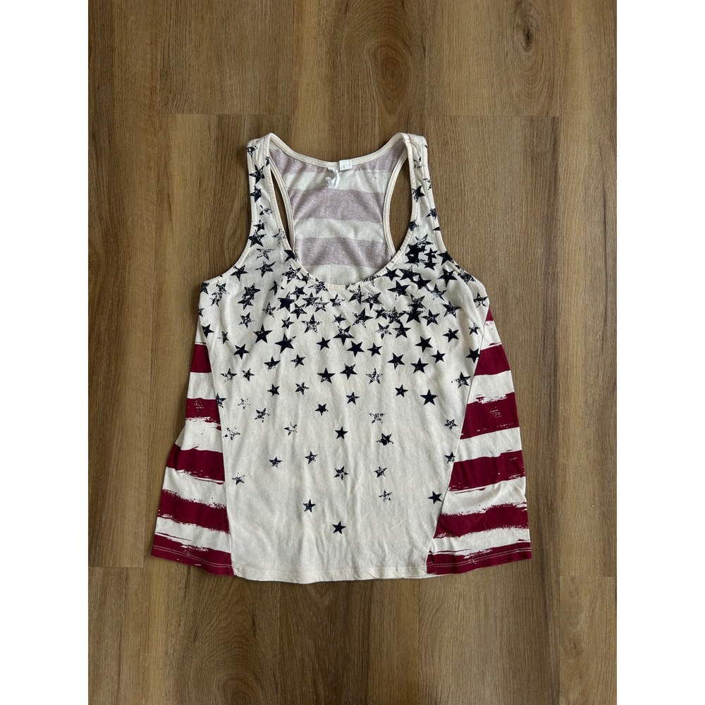 Y2k Cotton Flag Racerback Tank Top Small Stars Stripes USA July 4th Patriotic - Picture 4 of 8